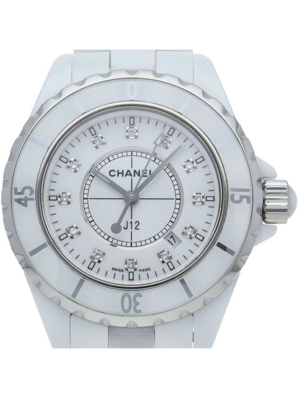 Chanel Watch 33 mm Diamond Box Ceramic White Polished